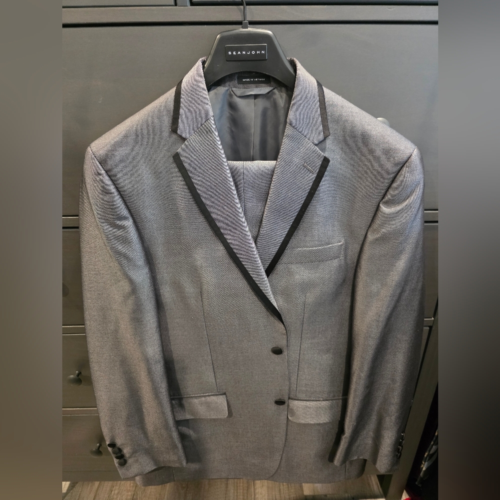 Sean John Charcoal Blazer and Pants with Black Trim